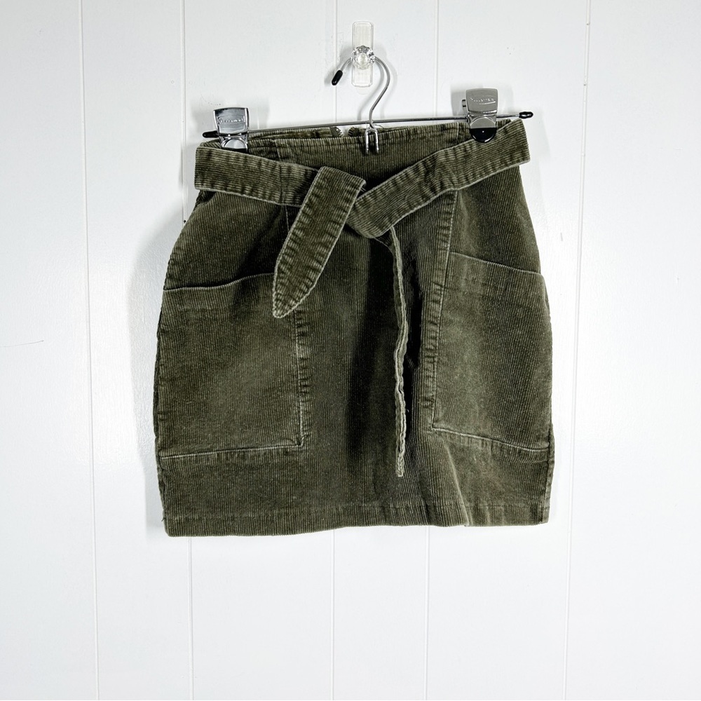 b.original by Shoe Fly Green Corduroy Micro Mini Skirt Small